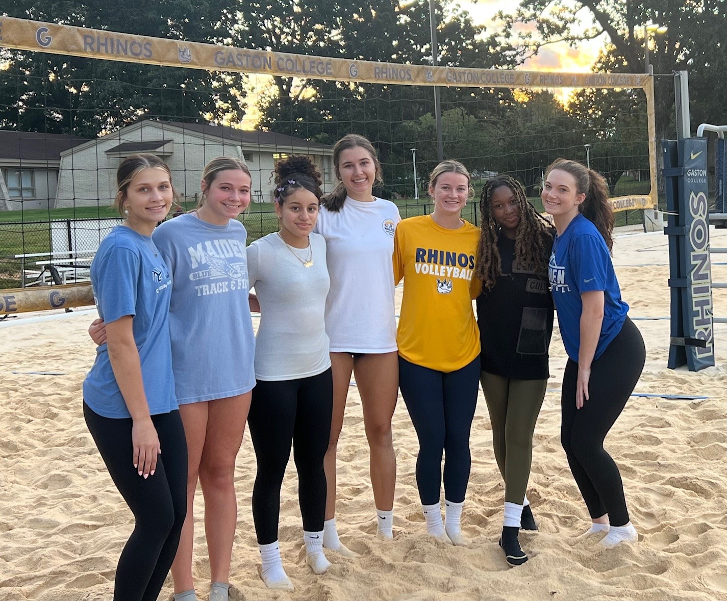 Gaston College beach volleyball players after a recent practice session (from left to right) Brianna Krent, Addison Abernethy, Angalina Diaz, Ashley York, Addie Key
Raelynn Miller-lLawrence and Madison Herms.
