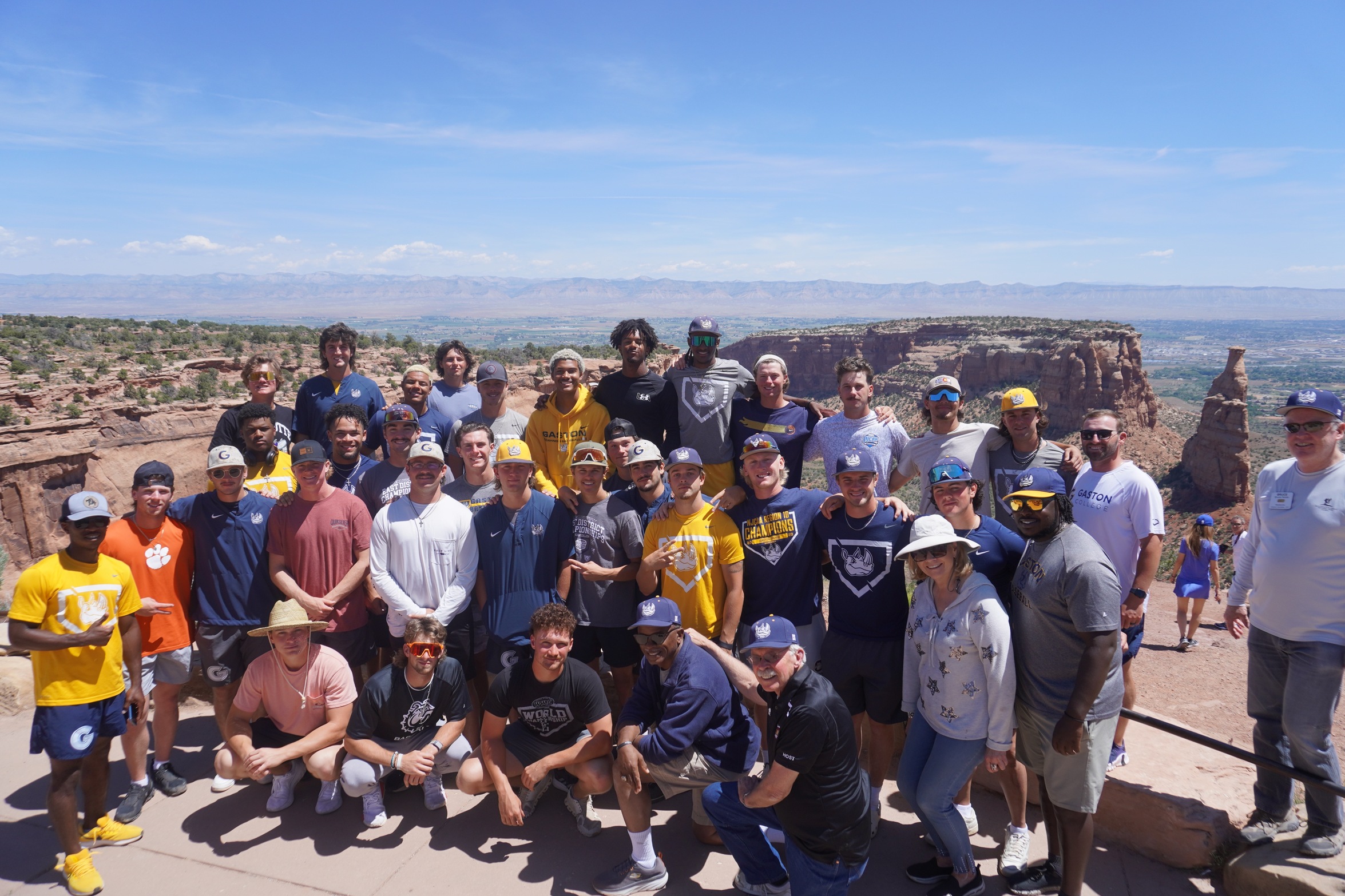 Gaston College's baseball team visits The Colorado National Monument during the Rhinos' historic appearance in the 2023 NJCAA World Series.
