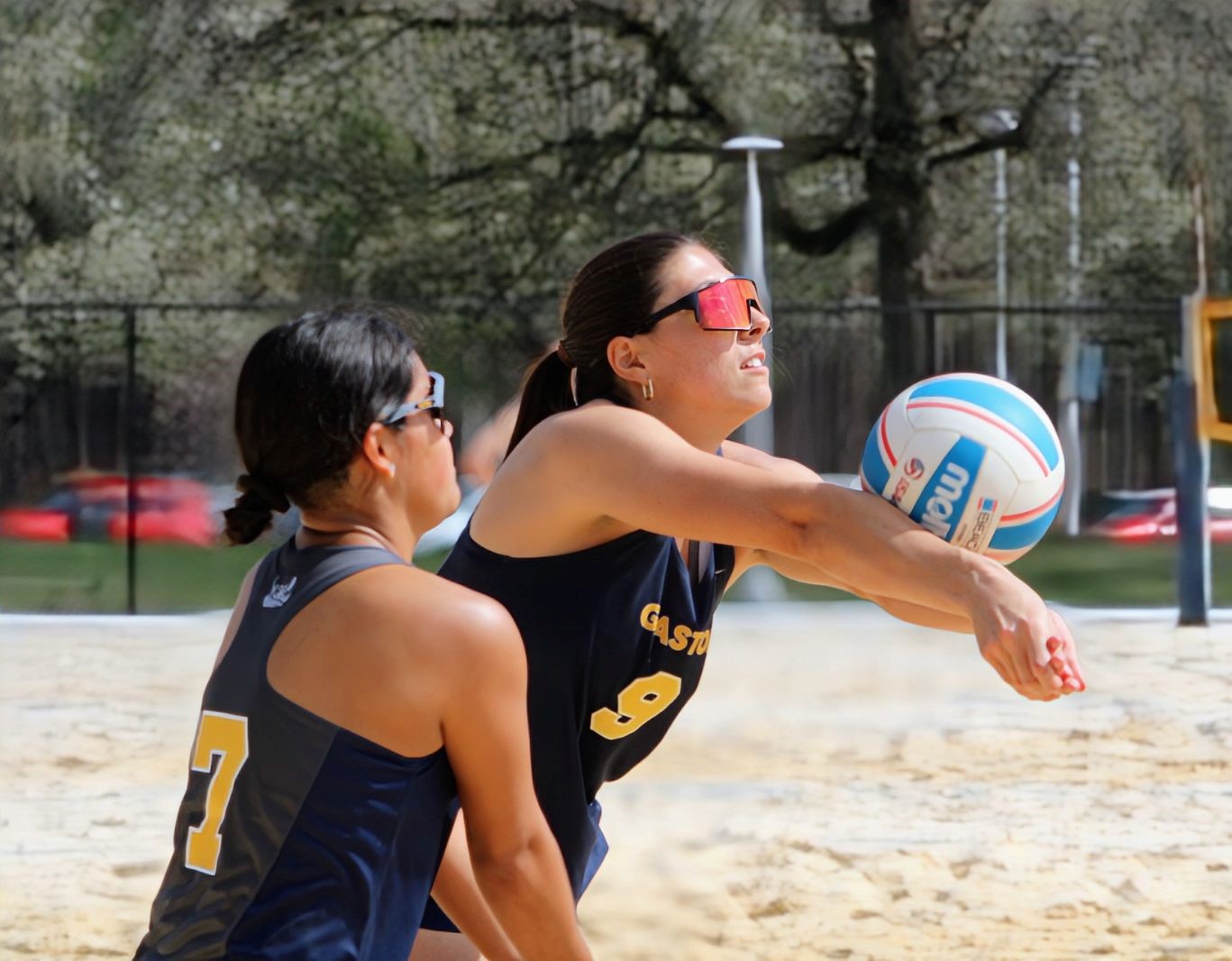Cristina Rotola (9) and Valentina Rodriguez picked up wins in all three of their matches during a two-day tournament at Sandhills Community College.