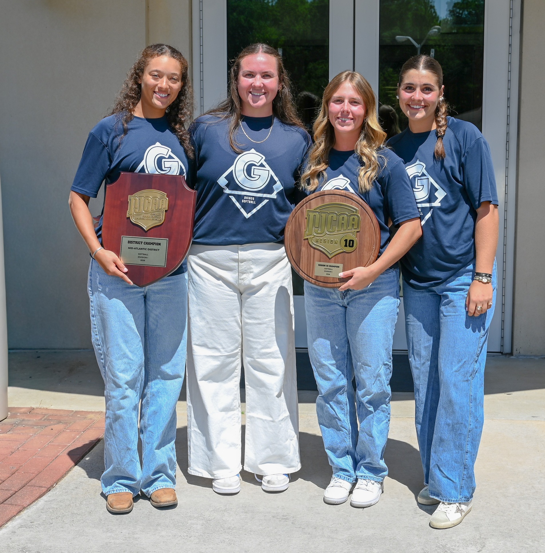 Gaston College sophomores (left to right) Arissa Duff, McKenna Jones, Mary Hinson and Sophia Barone brought their Region 10 and Mid-Atlantic District trophies to be honored during the May 18 Gaston College Board of Trustees meeting at the Robinson Classroom Building.