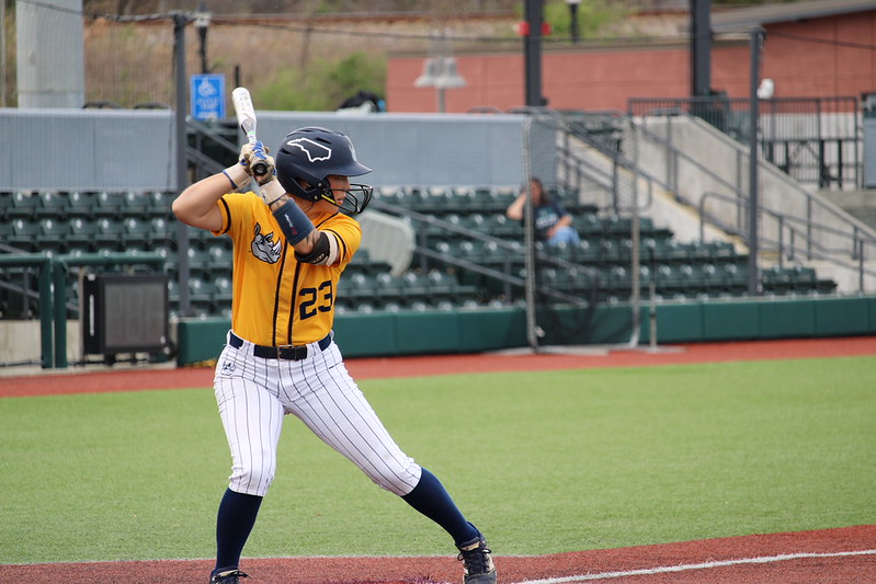 Gaston College's Adah Bruining hit a home run in each game of the Rhinos' Wednesday doubleheader at USC Union.