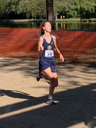 Gaston College's Keirieonna Wilson crosses the finish line at the Queens Challenge on October 11.
